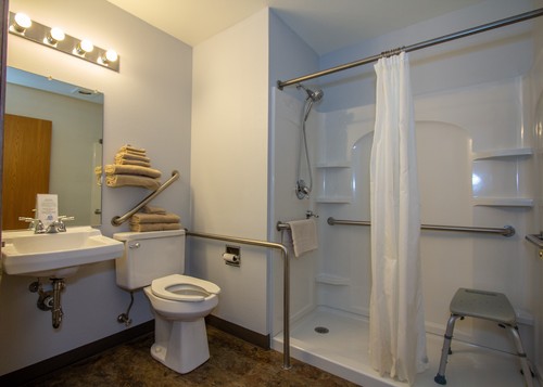 Single Queen with love seat
and walk-in shower